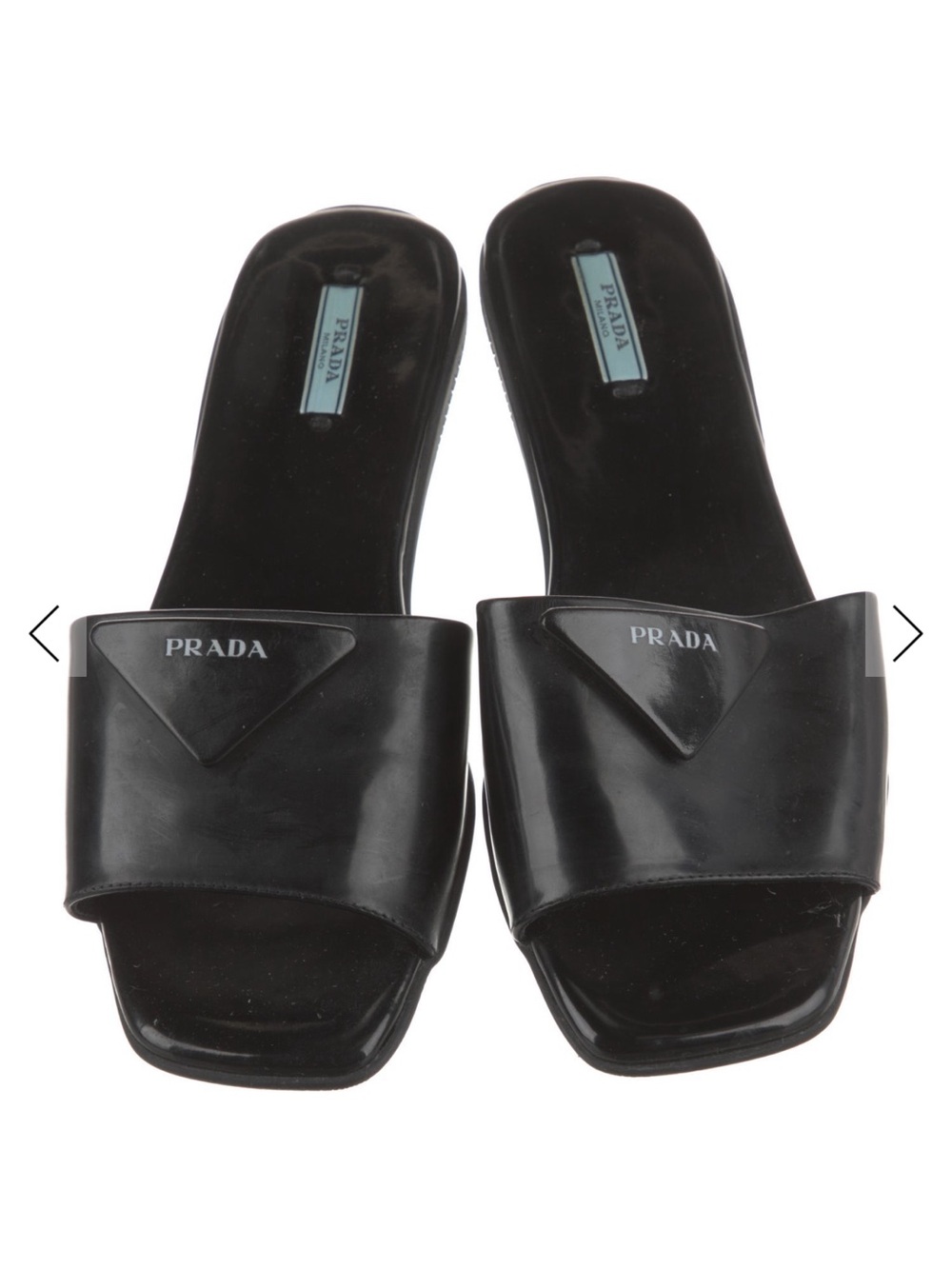 Prada Black Patent Sandals